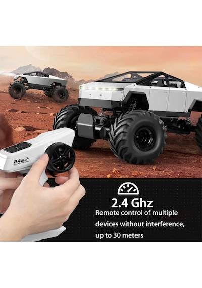 1:8 Dev Büyük Boy 4x4 Cybertruck Rc Kumandalı Uzaktan Kumandalı Araba 2.4 Ghz Işıklı Yeşil