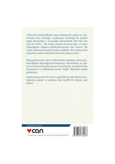 Adabımuaşeretin Zararları - Hagop Baronyan - Can Yayınları