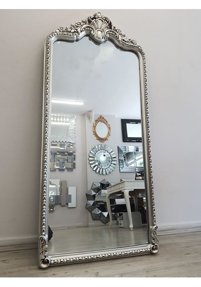 Ayna Denizi Princess Great Silver Model Gümüş Renk Dekoratif Boy Aynası Gümüş