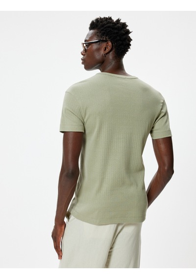 Koton Basic Tişört Slim Fit Dokulu Kısa Kollu Haki 4sam10730hk Haki Koton Basic Tişört Slim Fit Dokulu Kısa Kollu Haki 4sam10730hk Haki