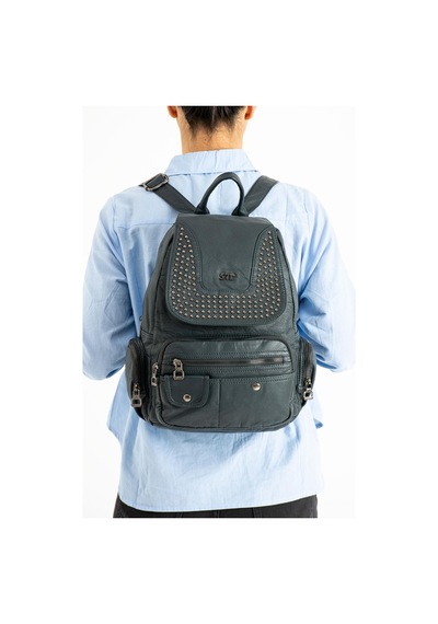 571 Collections Yıkanmış Deri Sırt Çantası Mavi Model: 571-9-11d - Mavi