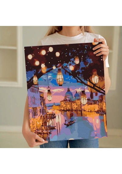 Sayılarla Boyama Seti 40 X 50 Cm Tuval Şasesine Gerili Akşam Manzarası
