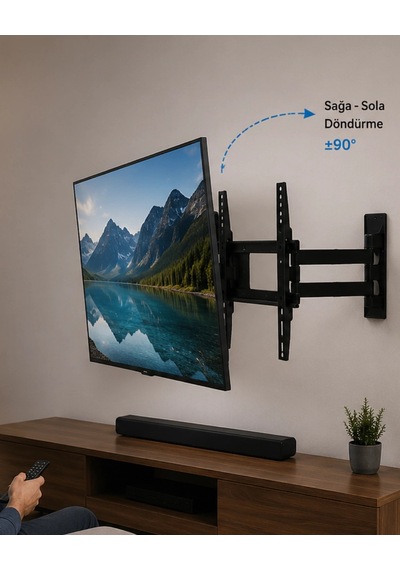 Lcd Led Tv Duvar Aparatı Çift Kollu Hareketli Askı Sistemi Çok Renkli