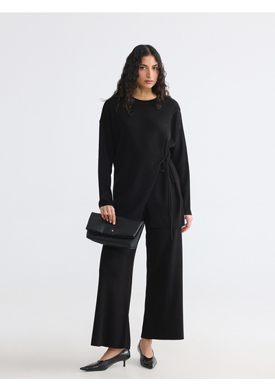 Lcw Modest Siyah Beli Lastikli Kadın Triko Pantolon