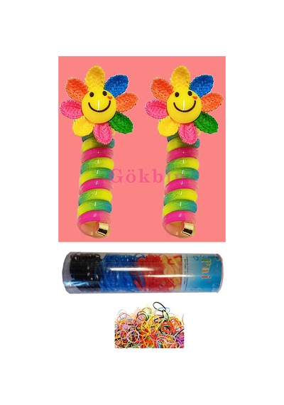 Kız Çocuk Spiral Burgulu Toka Papatya Trend Makarna Toka 2 Adet Çok Renkli