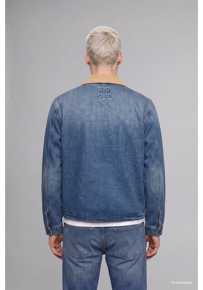 Defacto Regular Fit Kontrast Yakalı Fermuarlı Pamuklu Jean Ceket I6030ax26aunm28 Mavi-nm28