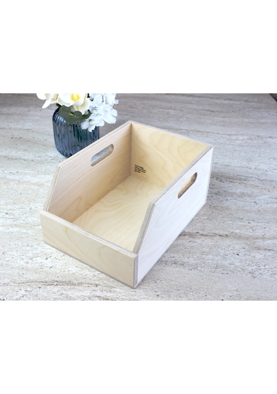 Doğal Huş Ağacından Verniksiz 7 İnç Plak Kutusu - Organizer Kutu - Birch Wood 7" Record Box Natural