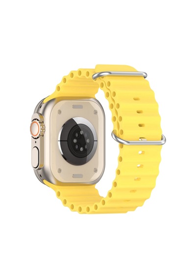 Caseonn Apple Watch Uyumlu Series 9 45mm Kordon Suya Dayanıklı Okyanus Silikon Kayış Sarı