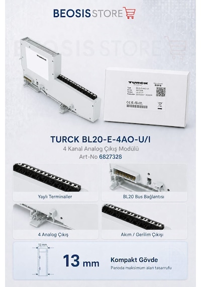 Turck Bl20-e-4ao-u/ı 4 Kanal Analog Çıkış Modülü