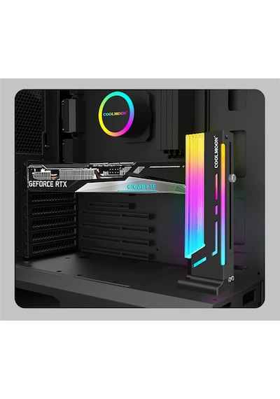 Coolmoon Cm-gh2 5v Argb Ayarlanabilir Dikey Ekran Kartı Tutucu Stand - 5v 3pin + 4pin - Siyah