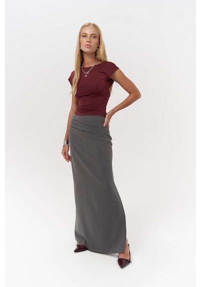 Mai Collection Mai Studios Co. Nives Sırt Dekolteli Bordo Crop Bordo