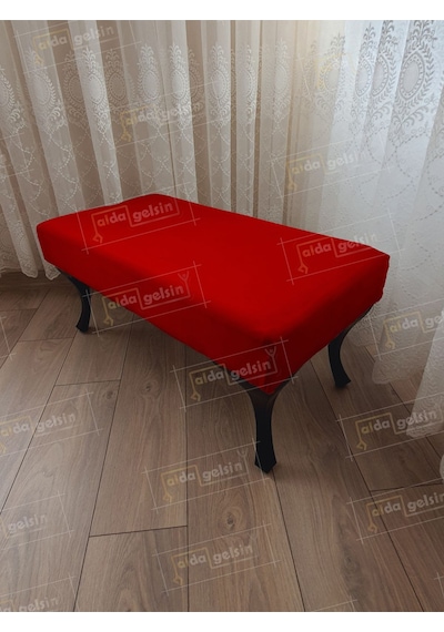 Ayak Ucu Kapı Önü Antre Düz Bench Puf Orta Sehpa Siyah Ayak 100 45 Kırmızı