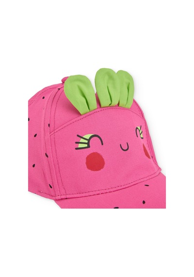 Tuc Tuc Kız Çocuk Çilek Tasarımlı Yaprak Detaylı Pembe Şapka 52cm Yaş 3-5-2731