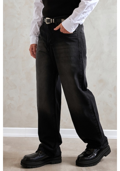 Erkek Ekstra Baggy Jean Pantolon Antrasit