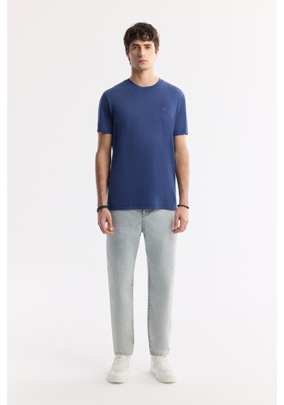Avva Erkek İndigo Bisiklet Yaka Bi-stretch Soft Touch Basic Regular Fit T-shirt B001031