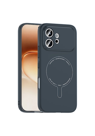 Maks Technology Honor 600 5g Kılıf M-safe Şarj Özellikli Kamera Korumalı Mkst Elio Sert Pc Kapak - Lacivert