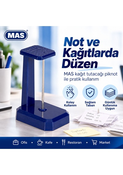 Mas 805 Kağıt Tutacağı Piknot Masaüstü Not Lacivert