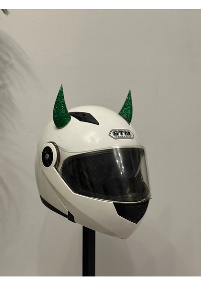 Motor & Motosiklet Yeşil Simli Şeytan Boynuzu Kask Dış Aksesuar Diğer
