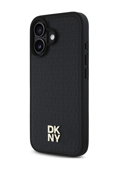 Apple Uyumlu iPhone 16 Plus Kılıf Dkny Lisanslı M-safe Şarj Özellikli 3d Yazılı Repeat Pattern Kapak Siyah