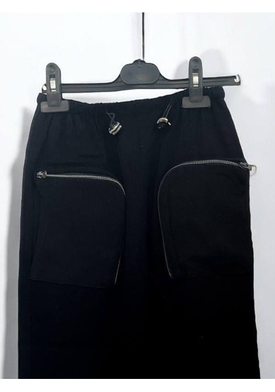 Zekids Kız Çocuk Mevsimlik Beli Lastikli Paçaları Stoper Pantolon-14430 Siyah