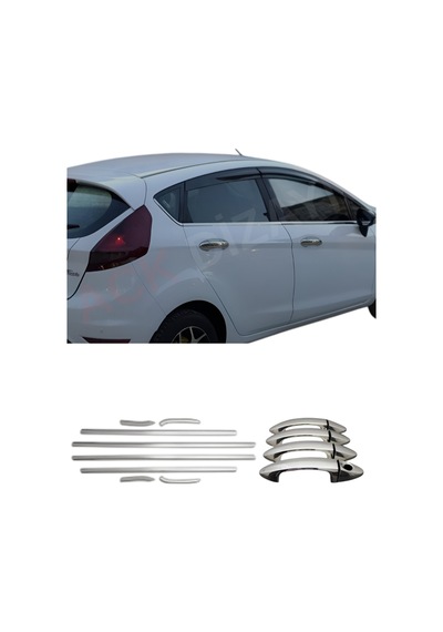 Ford Fiesta 2008-2017 Araca Özel Krom Cam Çıtası + Krom Kapı Kol 2'li Set A+ Paslanmaz Çelik