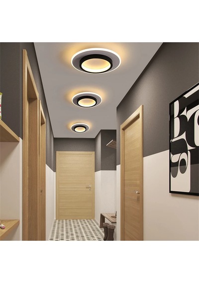 Akrilikli Yuvarlak Kumandalı,dimli 3 Işık Renkli 24x24cm Led Tava Siyah - Beyaz