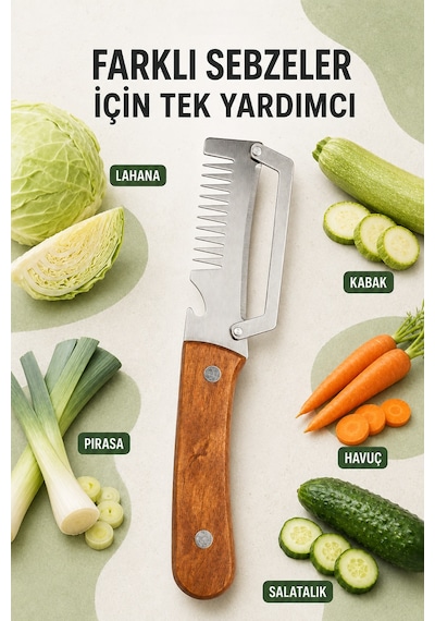 5 İ 1 Arada Çok Fonksiyonlu Sebze Doğrayıcı, Kesme, Soyma, Rendeleme Ve Dilimleme Aparatı, Paslanmaz Çelik Kahverengi