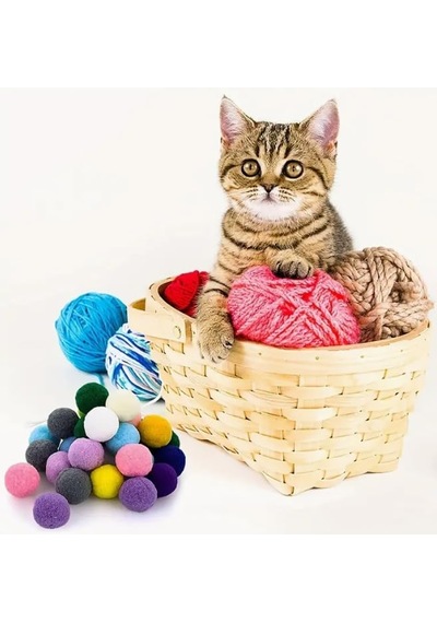 50 Adet Peluş Kedi Topu 3 Cm Renkli Yumuşak Kedi Oyuncağı Seti, Kedi Oyun Topu, Kedi Oyun Tabancası Yedek Top, Hafif Oyuncak Top