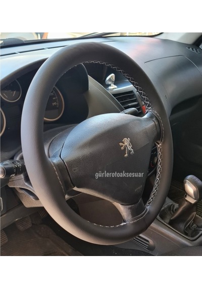 Peugeot 207 Dikmeli Direksiyon Kılıfı Soft Gri Ipli(38×10Cm)