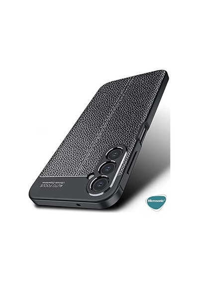 Galaxy A54 İçin Kılıf Deri Dokulu Silikon Siyah Galaxy A54 İle Uyumlu Kılıf - Siyah 50 x 22