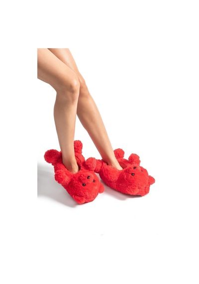 Twigy Teddy Kadın Hayvanlı Panduf Kırmızı 36/41 AA0665 Kırmızı