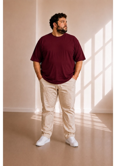 Sngl Tekstil Erkek Büyük Beden Oversize Kısa Kollu T-shirt 3xl 4xl 5xl 6xl 7xl 8xl Vişne Çürüğü