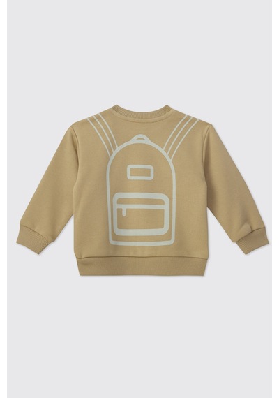 Panço Erkek Bebek Bisiklet Yaka Baskı Detaylı Bej Sweatshirt 2621bb08010 Krem