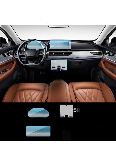 Chery Tiggo 8 Pro Uyumlu Navigasyon Dijital Gösterge Klima Kontrol Ekranı 3'lü Set 9H Nano Ekran Koruyucu