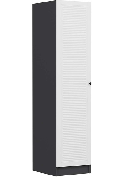 Minar Kale 1 Kapaklı Dolap Antrasit - Beyaz Panjur 190cm Çok Renkli