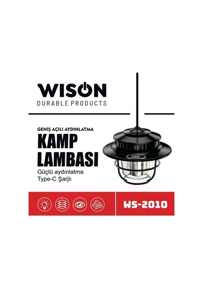 Wison Ws-2010 Geniş Açılı Aydınlatma Kamp Lambası 5570 Siyah