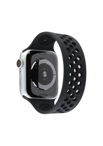 Apple Watch Uyumlu38mm Ayarlı Delikli Silikon Kordon Saat Değildir - Siyah-siyah