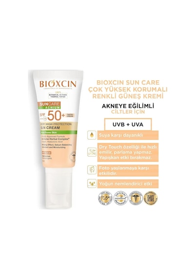 Bioxcin Sun Care Akneye Eğilimli Ciltler İçin Renkli Güneş Kremi SPF50+ 50 ML