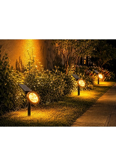 Solar Kazıklı Bahçe Armatürü 18w Amber Işık Ip65 Güneş Enerjili Dış Mekan Aydınlatma Bx-316751 Rekli