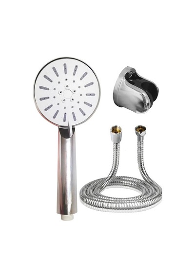 Hubrendy Tekno Krem Duş Başlığı Seti 4 Kademeli El Duşu Spiral Hortumlu Banyo Seti Diğer