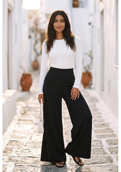 Soulshae Yüksek Bel Kloş Krep Pantolon Gri