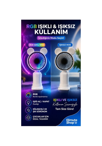 F12 Mini El Fanı Şarjlı Taşınabilir Usb El Vantilatörü Beyaz - 886035522