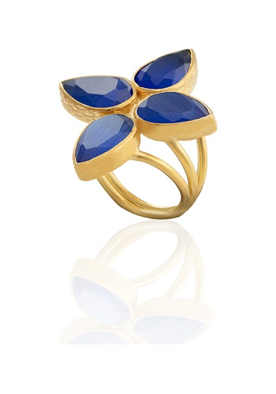 Kadir Jewellery 22 Ayar Altın Kaplama Zirkon Taşlı Kadın Otantik Yüzük Parlement Mavisi 25880073