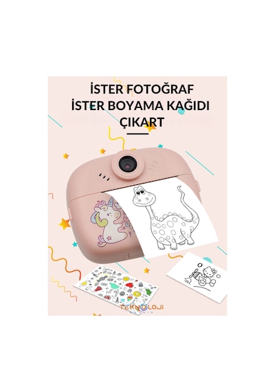 Teknoloji Gelsin Çift Kameralı Çocuk Anlık Baskılı Termal Yazıcı Dijital Fotoğraf Makinesi