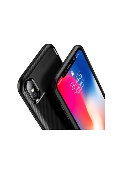 Apple Uyumlu iPhone Xs Max Karbon Desenli Negro Silikon Kılıf