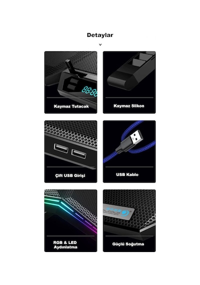 Coolcold Led K40 6 Fanlı 17 Inç Rgb Laptop Notebook Soğutucu Stan