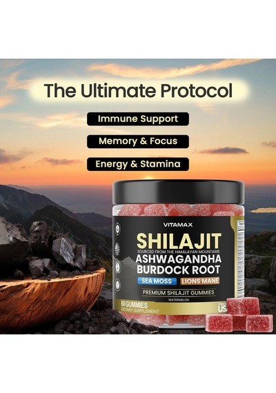 Shilajit Sourced Sea Moss + Lion's Mane Watermelon 60 Gummies