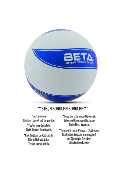 Voleybol Topu Pompalı Dahil Set Kauçuk Beta Dikişsiz Yekpare Üretim Beyaz-mavi