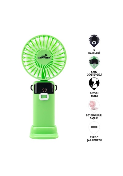 Dawreek Bt0260 Led Göstergeli El Fanı Yeşil