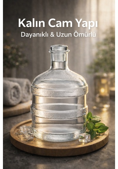 Cam Damacana Sürahi 2 Litre Detoks & Limonata Şişesi, Dekoratif Cam İçecek Dispenseri